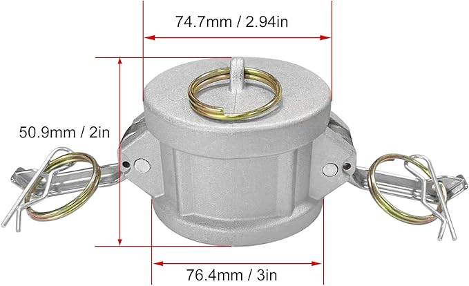 2PCS Cam and Groove Fitting, Aluminum, Type DC, 2" Dust Cap, with 2PCS Camlock Gasket Fitting (2")