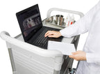 JaboEquip, Larger 3 Shelf Heavy Duty Lockable Hospital cart Medical cart, Utility Cart 606 lbs for Medical, L34.43xD19.69 inch, Off-White (Light Grey) Color
