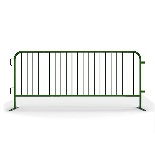 Angry Bull Barricades Metal Interlocking Steel Barricade (8.5 Ft. Heavy Duty, Flat Feet, Green Powder Coated, Set of 10)