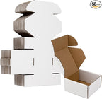 50 Pack 4x4x2 Inches Small Shipping Boxes, White Corrugated Cardboard Boxes, Moving Mailing Packing Box
