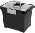 Sterilite Portable Lockable File Box Organizer with Handle and Clear Lid (8 Pack)