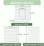 ZXMOTO Decorative Garden Fence 12 Pack 32in (H) x 28ft (L) with Lock,Metal Wire Fencing Border Animal Barrier,Flower Edging for Yard Landscape Patio Outdoor Decor