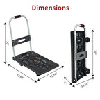 Push Cart Dolly - Lightweight Foldable Flatbed Platform Cart with 360 - Degree Rotating Wheels for Moving in Food Truck and Trailer, 165 lbs Load Capacity, Black