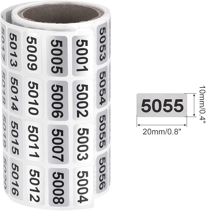MECCANIXITY 5001 to 6000 Consecutive Number Stickers Inventory Label Black Numbers for Office Warehouse Numbering Classification