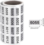 MECCANIXITY 5001 to 6000 Consecutive Number Stickers Inventory Label Black Numbers for Office Warehouse Numbering Classification