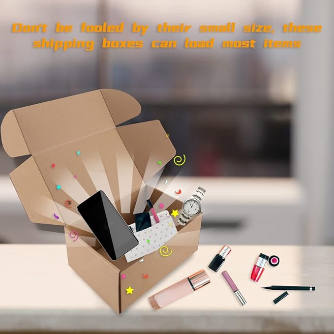 Shipping Boxes, 8"x6"x4 Which is Anti-Impact Come with Exquisite Sealing Label.Suitable E-Commerce Packaging, Shipping Packaging.