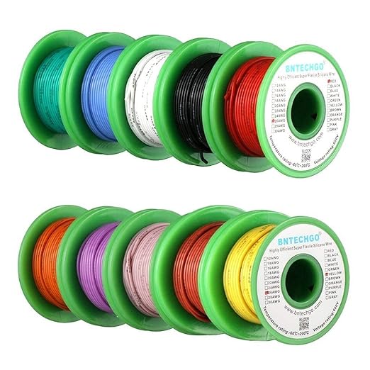 BNTECHGO 26 Gauge Silicone Wire Kit 10 Color Each 25 ft Flexible 26 AWG Stranded Tinned Copper Wire