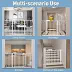 ALLAIBB Extra Wide Pressure Mount Baby Gate Auto Close White Metal Child Dog Pet Safety Gates with Walk Through for Stairs,Doorways,Kitchen and Living Room (62.20-71.26"/158-181cm)