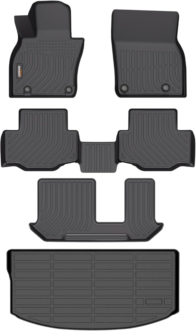 Binmotor-Floor Mats and Cargo Liner Set for 2024 2025 Mazda CX90/CX-90 PHEV，Fit 8 Passengers， All Weather Protection TPE Anti-Slip Automotive Full Set Floor Liners Custom CX 90 Accessories - Black