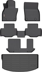 Binmotor-Floor Mats and Cargo Liner Set for 2024 2025 Mazda CX90/CX-90 PHEV，Fit 8 Passengers， All Weather Protection TPE Anti-Slip Automotive Full Set Floor Liners Custom CX 90 Accessories - Black