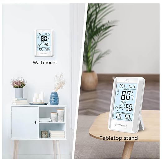 Indoor Outdoor Thermometer Wireless Battery Operated Weather Station Wireless External Temperature Humidity Monitor with 2 Outdoor Remote Sensors, 330 Feet Range (BR-E3-002)
