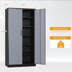 STANI Metal Garage Storage Cabinet with Lock, 71" Steel Lockable File Cabinet, Locking Steel Storage Cabinet with 4 Adjustable Shelves for Home, Office, Warehouse, Garage, School