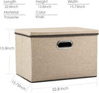 PRANDOM Extra Large Collapsible Storage Bins with Lids [3-Pack] Linen Fabric Foldable Storage Baskets Boxes Organizer Containers Cube with Cover for Bedroom Closet Office Nursery (22.8x15.75x13.8)