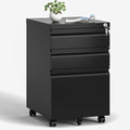 3-Drawer Mobile File Cabinet With Lock & Wheels,Fully Assembled Heavy Duty Under Desk File Cabinets For Home Office,100lbs Capacity Per Drawer,Steel Rolling Cabinet for Legal/Letter Files(Black)