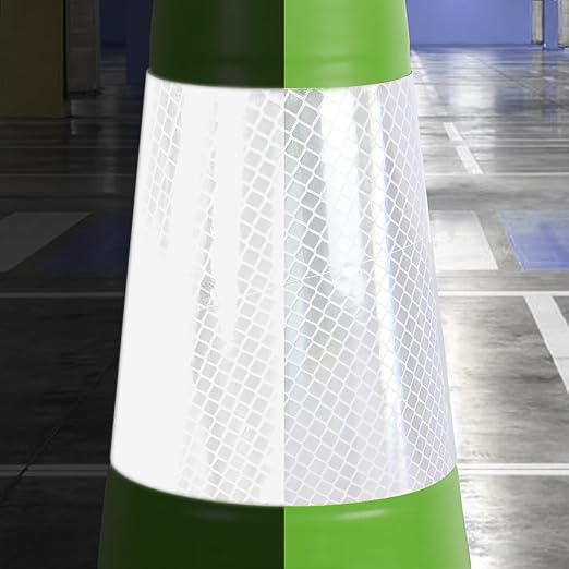 6 Pack 28" Inch Large PVC Traffic Cones with Heavy-Duty Black Base, High-Visibility All-Weather Safety Cones for Road Construction, Parking Lot, Garage Use (6, Green, 28" Large)