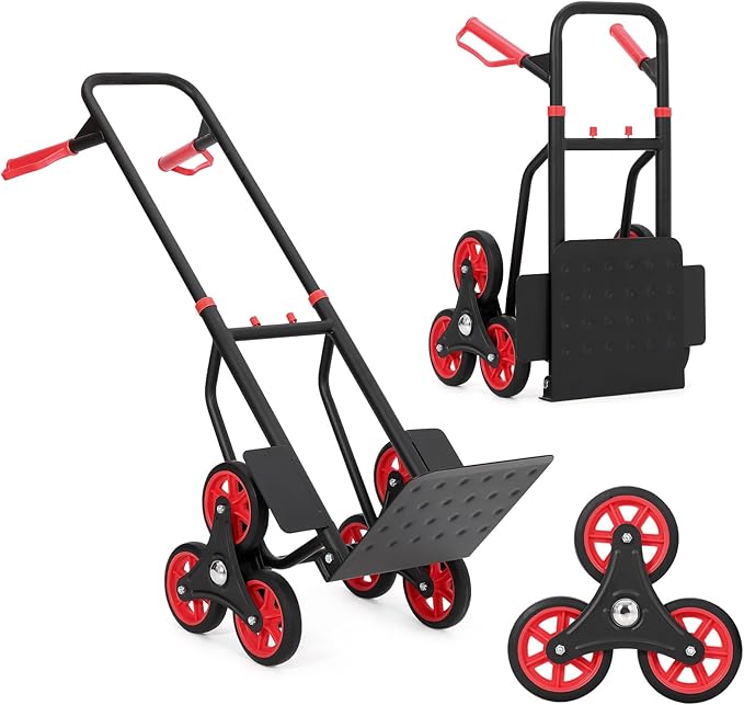 3 in 1 Industrial Convertible Stair Climbing Cart,1000 LBS Capacity Folding Hand Truck Dolly Cart with Telescoping Handle and 2 Elastic Rope for Transport & Moving in Warehouse, Home, Supermarket