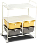 Giantex Rolling Storage Cart w/ 4 Drawers 2 Shelves Metal Rack Shelf Home Office School Beauty Salon Utility Organizer Cart with Wheels (Yellow)