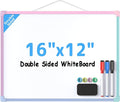 MaxGear Double-Sided Dry Erase Board for Wall, 16"x12" Hanging Whiteboard, Small Dry Erase White Board kit, Portable Whiteboard for Planning, Drawing, Memo, to Do List, Macaron Frame
