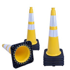 8 Pack 28 Inch Yellow Traffic Cones Heavy Duty with Black Base, Perfect for Large Field Sports, Construction Sites, Parking Control (8, Yellow, 28 Inch)