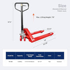 NORTHSKY Standard Manual Pallet Jack, 27" W x 48" L, 5500lbs Capacity for Warehouse, Workshop