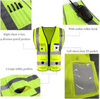 YOWESHOP High Reflective Visibility Safety Vest Custom Your Logo Safety Workwear with Reflective Strips and Pockets