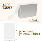 L LIKED 4000 Thermal Shipping Labels 4”x 6”in Fanfold, Permanent Adhesive, Perforated Line Labels Compatible with Direct Thermal Printings (1 Stack, 4000 Labels/Stack)