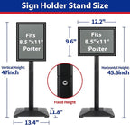 Business & Store Sign Holders 8.5x11inch 3Pack Adjustable Floor Standing Sign Holder with Heavy Duty Display Stand (Black, Silver)