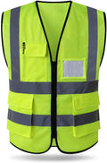 HYCOPROT High Visibility Mesh Safety Reflective Vest with Pockets and Zipper, Meets ANSI/ISEA Standards