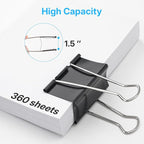 OWLKELA 3 Inch (18 Pcs) Jumbo Binder Clips, Extra Large Black Paper Clamps for Home, School and Office Supplies
