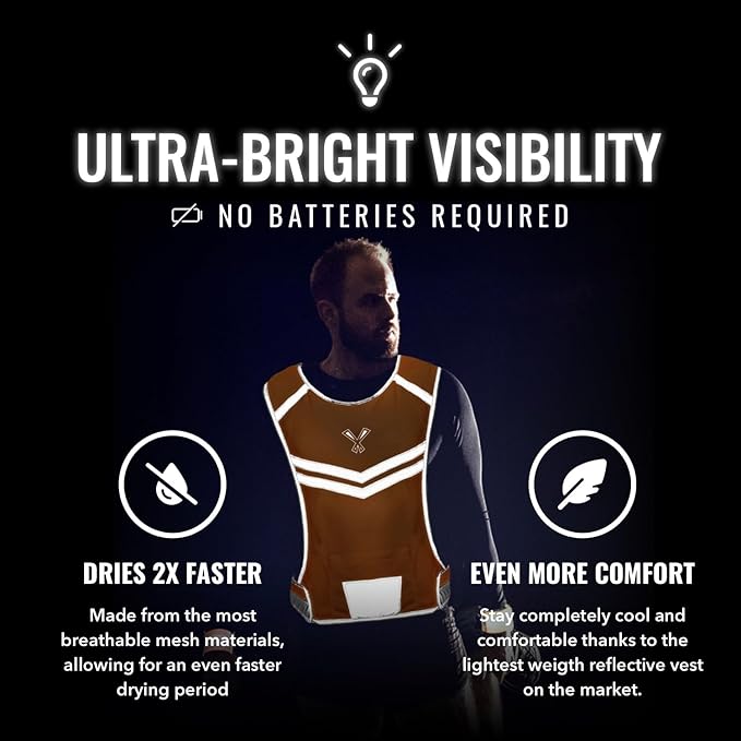 Running Reflective Vest, Inside Pocket & 2 Bands, High Visibility Reflective Running Vest for Night Running Walking Cycling