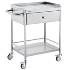 VEVOR Medical Cart, 2-Layer Stainless Steel Cart 220 lbs Weight Capacity, Lab Utility Cart with 360° Silent Wheels and a Drawer for Lab, Clinic, Kitchen, Salon