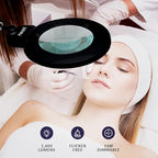 Neatfi XL Bifocal LED Magnifying Lamp, 7-Inch Acrylic Lens, 5D/20D Magnification, Hands-Free, Dimmable, 168SMD LEDs, Adjustable Arm for Crafts, Reading, Close Work (Black, CCT with Clamp)