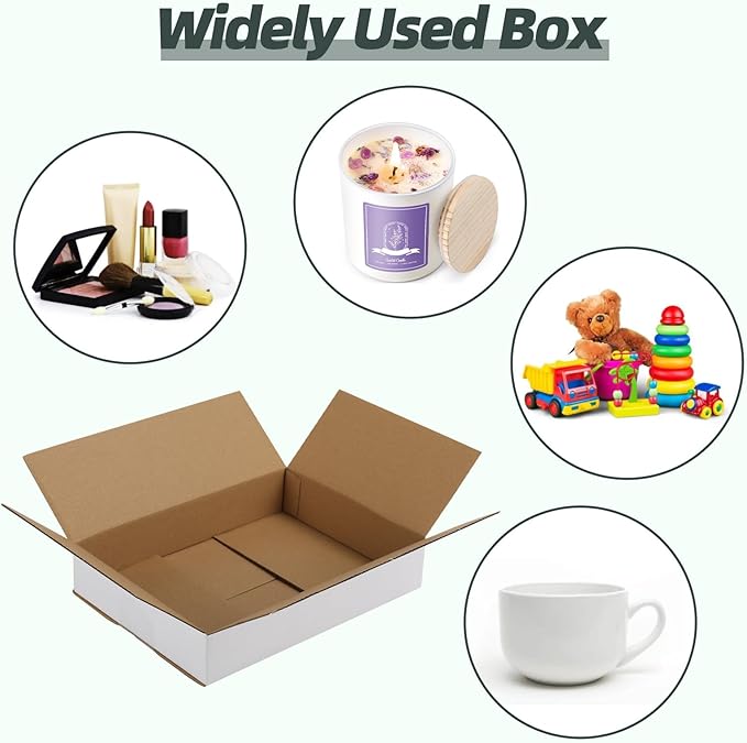 CRUGLA 9x6.5x2 White Shipping Boxes Set of 40, White Corrugated Cardboard Boxes for Small Business Shipping Mailing Packing