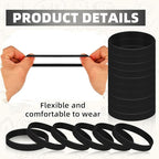 100 Pieces Blank Rubber Bracelets Sport Elastic Band, Ssolid Color Silicone Wristband Unisex For Event, Teen-Black