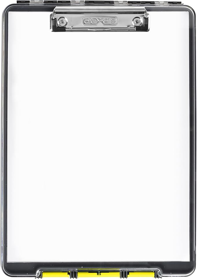 Dexas Clearview Clipcase Clipboard, 13.75 x 9.5 in, Gray/Yellow. See Papers Clearly Outdoors, Stay Organized & Dry. Ideal for Coaching, Teaching, homeschooling, Art, Trades & Medical pros(Pack of 6)