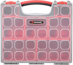 INTERTOOL Hardware Organizer with 7 Deep Removable Bins - Small Parts Storage Tool Box for Nuts, Bolts, Screws, Nails - Portable Handle Transparent Lid with Locks BX08-4032