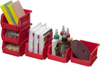 Akro-Mils 30210 AkroBins Plastic Storage Bins, Space-Saving Stackable Bins for Garage, Pantry, Craft Organization, 5-Inch x 4-Inch x 3-Inch, Red, 6-Pack