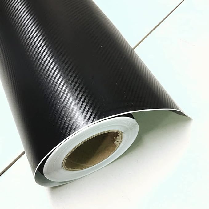 3D Carbon Fiber Film Twill Weave Vinyl Sheet Roll Wrap (96" X 60", Black)
