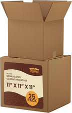 The Boxery Cube 11 x 11 x 11-inch Corrugated Cardboard Boxes, Medium | Pack of 25 for Shipping, Moving, and Storage, Curbside Recyclable, Strong Wholesale Bulk Boxes