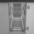 2 Tier Pull Out Cabinet Organizer 18" W X 22" D, Slide Out Drawers For Kitchen Cabinets, Pull Out Drawers For Cabinets Capacity Heavy Duty Caddy, Cabinet Pullout Shelves Chrome-Plated,Bathroom Pantry