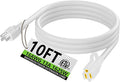 HUANCHAIN Indoor Outdoor White Extension Cord 10 ft Waterproof, 16/3 Gauge Flexible Cold-Resistant Appliance Extension Cord Outside, 13A 1625W 16AWG SJTW, 3 Prong Electric Cable, ETL