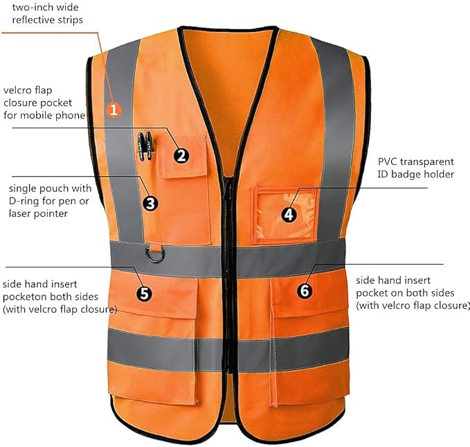 Tydon Guardian Reflective Safety Vest for Women Men High Visibility Security With Pocket Zipper Front Meet ANSI/ISEA Standard