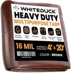 WHITEDUCK Super Heavy Duty Poly Tarp Cover 16 Mil & 10 Mil with Grommets and Reinforced Edges (Brown, White & Silver Black) (Brown- 16 Mil, 4' x 20')