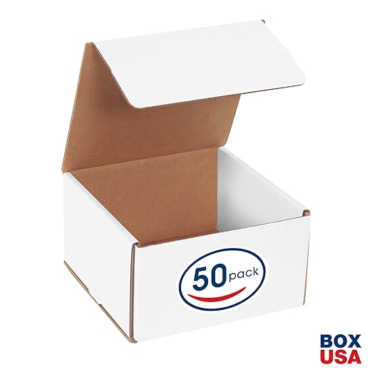 Box USA BM774 7"L x 7"W x 4"H, White (Pack of 50)