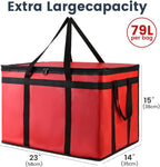 Cooler Insulated Food Delivery Bag & Drink Carrier with Hard Bottom, XXX-Large Grocery Catering Travel Thermal Frozen Carrier, Pizza Bags for Doordash/Uber Eats, Cold Warmer Accessories for Door Dash