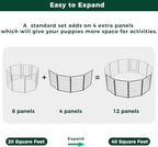 FXW Rollick Unleashed Dog Playpen for Indoor, Yard, RV Camping, 40 inch 4 Panels for Medium and Large Dogs, Black│Patented
