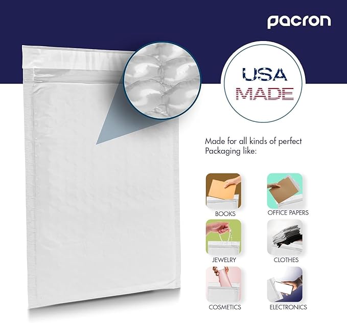 1000-Pack Waterproof Poly Bubble Mailers 8.5 x 14.5 - Thick, Durable, Instant Seal Envelopes with Strong Adhesive - Protective Shipping Mailers for Jewelry, Cosmetics, SD Cards, USB Cables