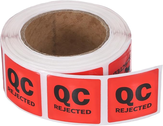 PATIKIL 360 Pcs 1 Roll QC Rejected Labels, 1 Inch Square Inventory Control Adhesive Round Labels Food Service Quality Control Stickers for Warehouse Management Inspection, Red