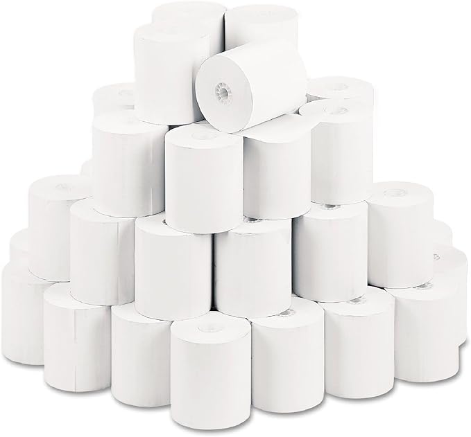 PM Company - Single-Ply Thermal Cash Register/POS Rolls, 3-1/8" x 230 ft., White, 50/Ctn - Sold As 1 Carton - Guaranteed to work efficiently with your machine print-head.