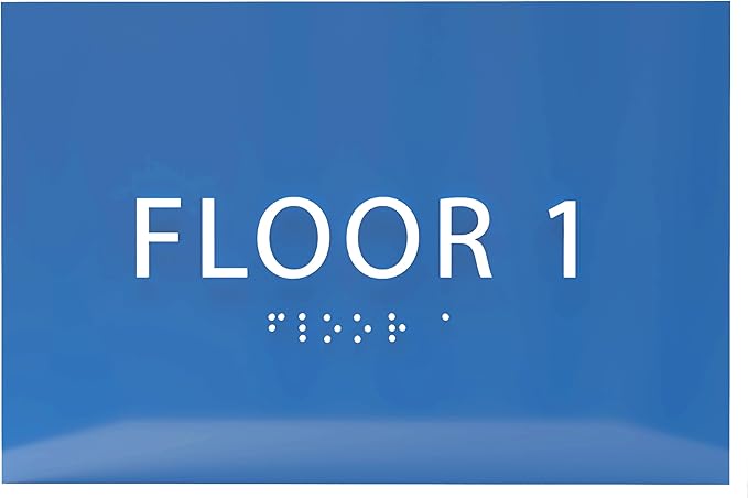 6" X4" Floor 1 Sign - ADA Compliant Tactile Graphics Grade 2 Braille Text | Wall Mount Plastic Directional Assistance, Floor Number Sign for Office, Schools, Hospitals, Apartments